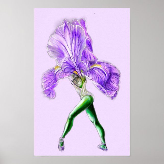 Ballerina Iris Blomma Balett Dansare Affisch (Framsidan)