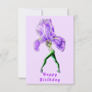 Ballerina Iris Flower Ballet Dancer Birday Card Kort