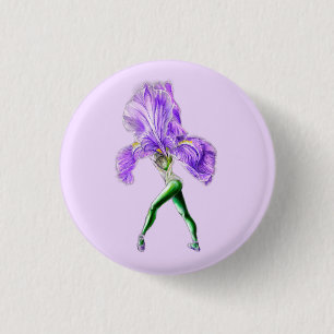 Ballerina Iris Flower Ballet Dancer Button Knapp