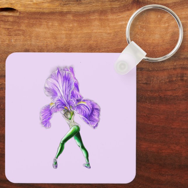 Ballerina Iris Flower Ballet Dancer Keychain Nyckelring (Baksida)