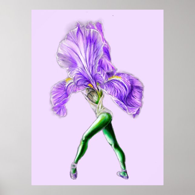 Ballerina Iris Flower Ballet Dancer Poster (Framsidan)