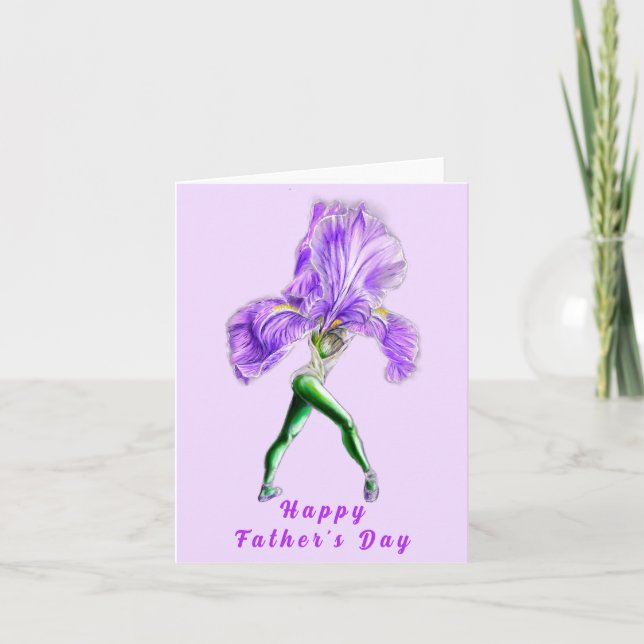 Ballerina Iris Flower Ballet Fars dag Card Kort (Framsida)