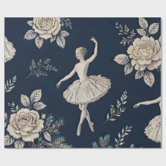 Ballerina jul toile-papper - Midnattsblå Presentpapper