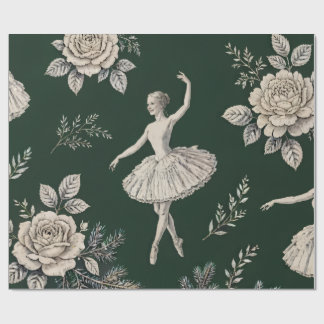 Ballerina jul toile-wrap - jägare grön presentpapper
