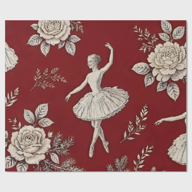 Ballerina jul toile-wrap - Klassisk röd Presentpapper (Platt)