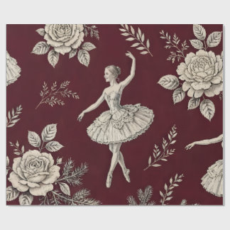 Ballerina jul toile-wrap - vinröd presentpapper