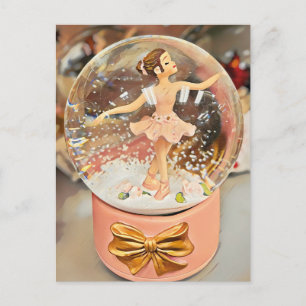 Ballerina julkort i Snö Globe Vykort