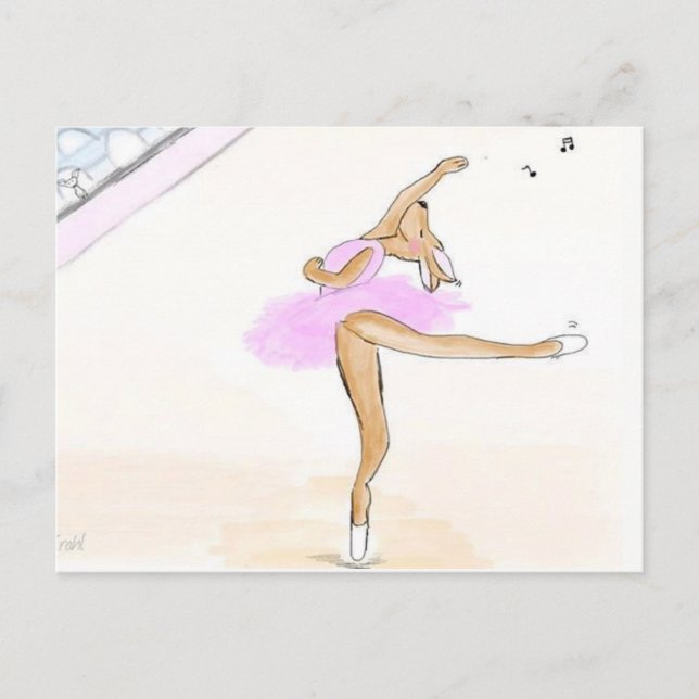 Ballerina Kängaru Tanzen liebe postkarte Vykort (Framsida)
