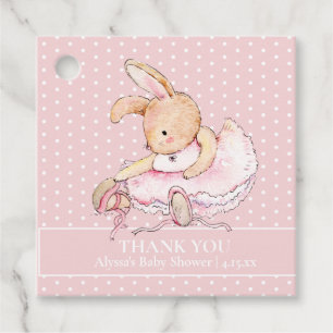 Ballerina Kanin Rosa Tutu Prickar Baby Shower Gåvor Etiketter