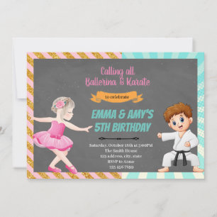 Ballerina karate gemensam fest inbjudan
