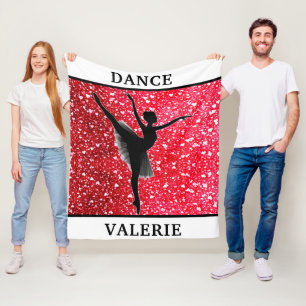 Ballerina Kärlek Dance Red Hearts Fleece Blanket
