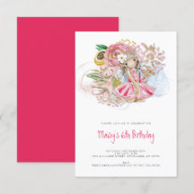 Ballerina Katt Blommor Rosa Flicka 6-årsfest