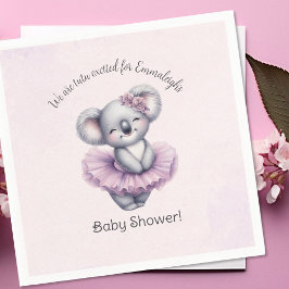 Ballerina Koala Tutu Excited Flicka Shower Pappersservett