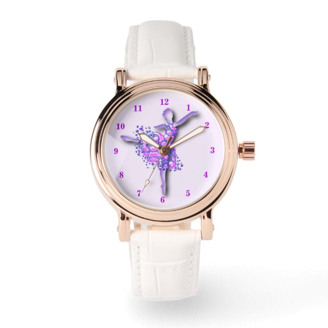 Ballerina konst lila dans balett dansare ritning armbandsur (Framsida)