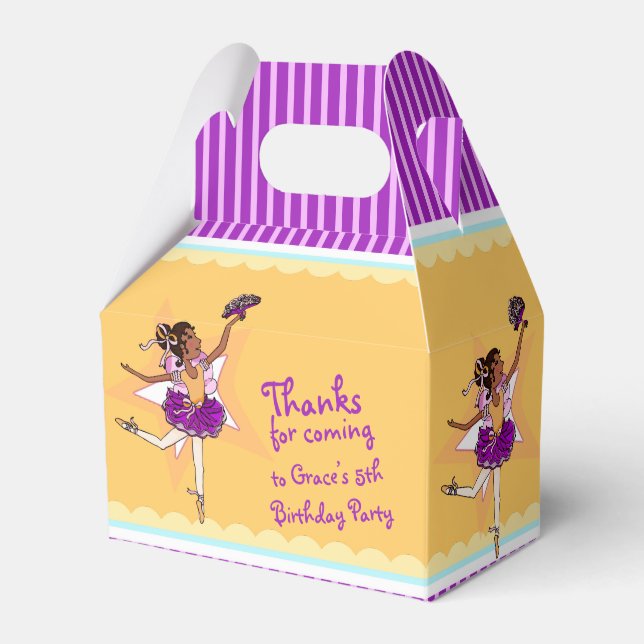 Ballerina lila gul flickor födelsedagspresentbox presentaskar (Framsidan Sidan)
