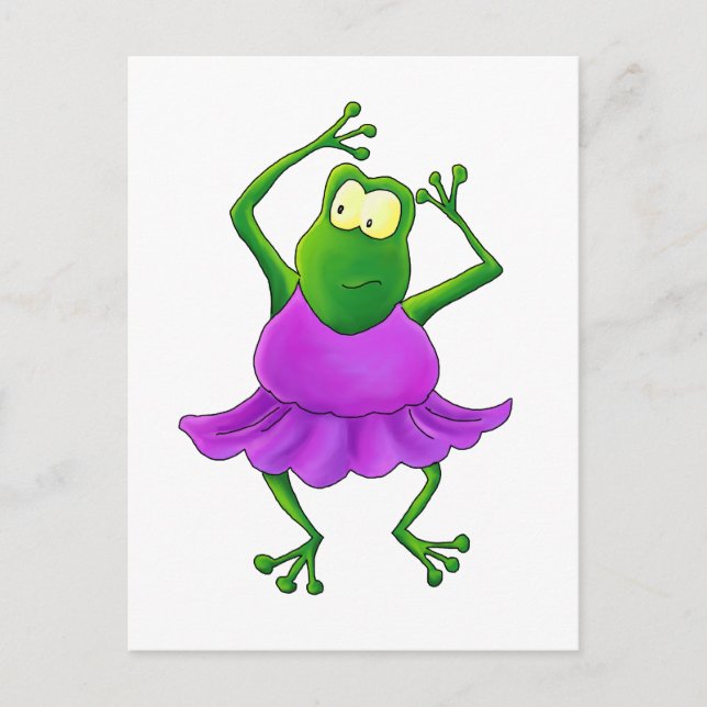 Ballerina Lila Tutu Dancing Frog Vykort (Framsida)