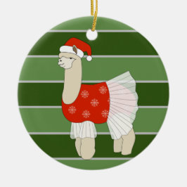 Ballerina Llama Snöflingor jul Speciell Julgransprydnad Keramik