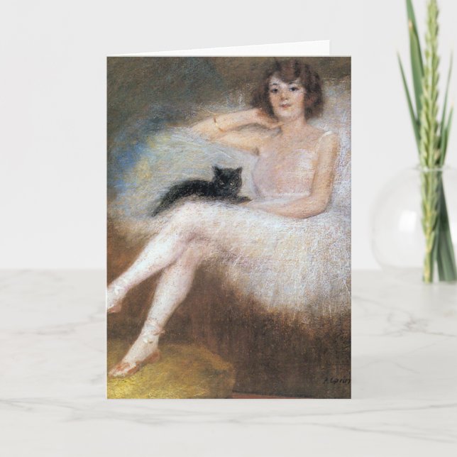 Ballerina med Black Cat, Pierre Carrier-Belleuse Kort (Framsida)