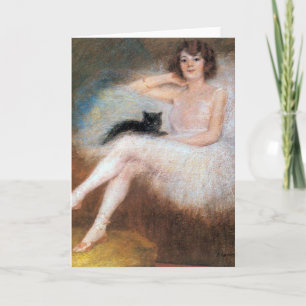 Ballerina med Black Cat, Pierre Carrier-Belleuse Kort