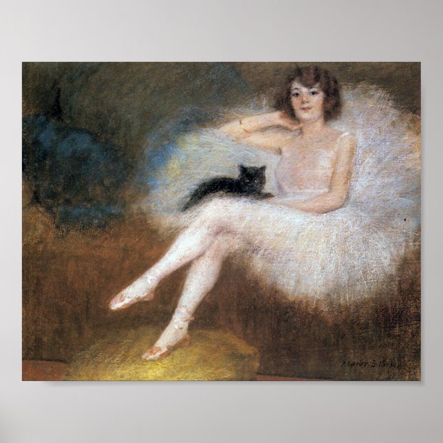 Ballerina med Black Cat, Pierre Carrier-Belleuse Poster (Framsidan)