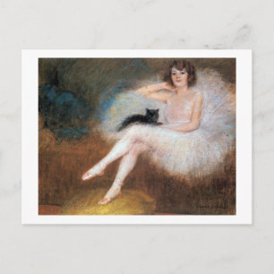 Ballerina med Black Cat, Pierre Carrier-Belleuse Vykort