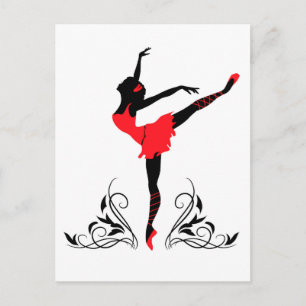 Ballerina med blomsterornament. vykort