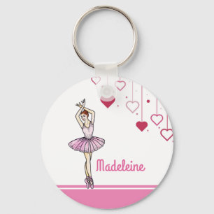 Ballerina med Rosa Dress och Pointe Toe Shoes Nyckelring