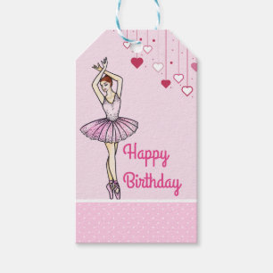 Ballerina med Rosa Dress och Pointe Toe Shoes Presentetikett
