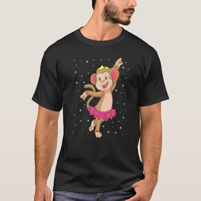 Ballerina Monkey Ballet Dancer Kids Girls Ballerin T Shirt (Framsida)
