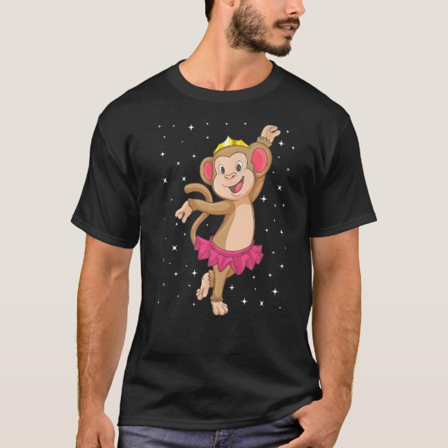 Ballerina Monkey Ballet Dancer Kids Girls Ballerin T Shirt (Framsida)