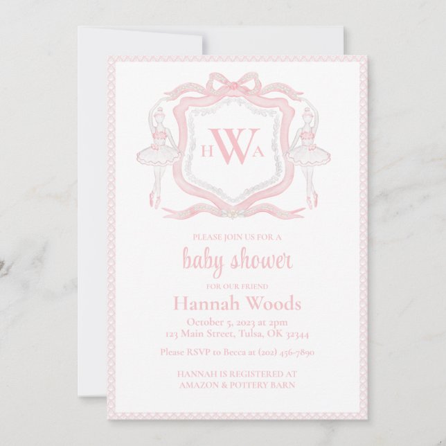 Ballerina Monogram Grandmillennial Barnrumsfirande (Framsida)
