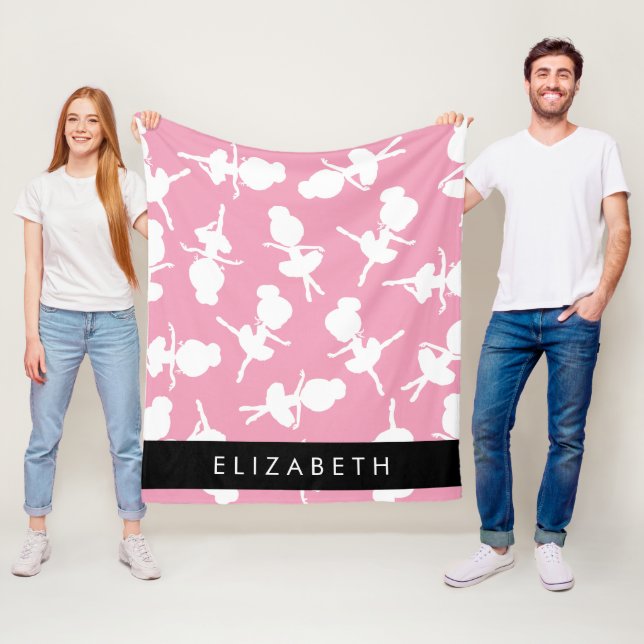 Ballerina Mönster, Ballet Girls, Dance, ditt namn Fleecefilt (På plats)