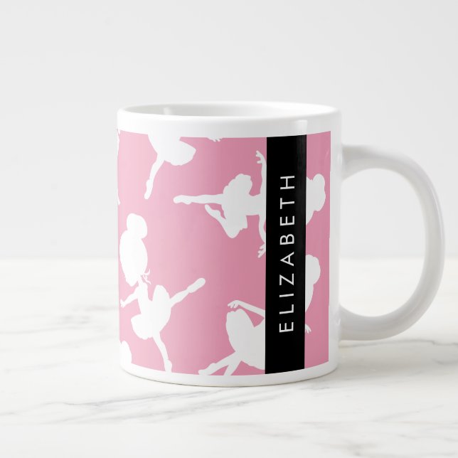 Ballerina Mönster, Ballet Girls, Dance, ditt namn Jumbo Mugg (Höger)