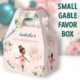 Ballerina Mörk Skin Hair Rosa Blommigt Girl Birthd Presentaskar