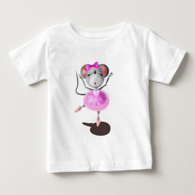 Ballerina Mouse Funny Baby T-Shirt Ballet Dancer (Framsida)
