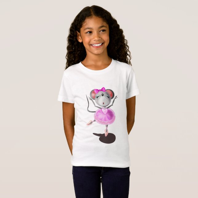 Ballerina Mouse Funny T-Shirt Lycklig Ballet Dance (Hel framsida)