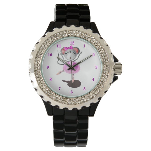Ballerina Mouse Funny Watch Lycklig Ballet Dancer Armbandsur (Framsida)