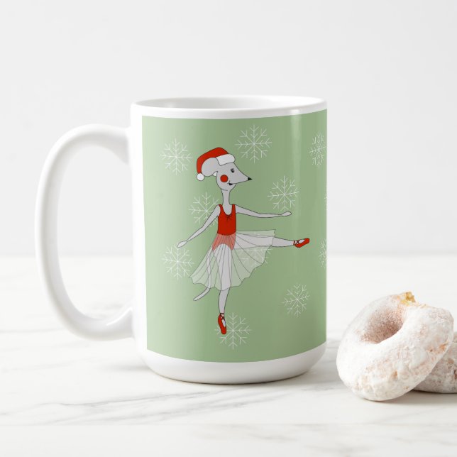 Ballerina Mouse Jul Snöflingor Coffee Mugg (Med munk)