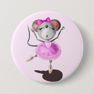 Ballerina Mouse Rosa Button Ballet Dancer Knapp