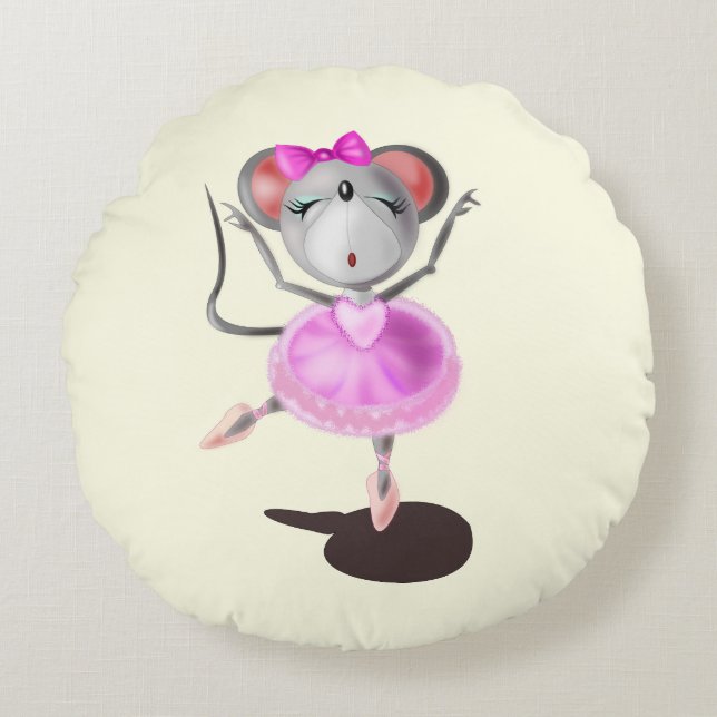 Ballerina Mouse Round Pillow Rund Kudde (Framsidan)
