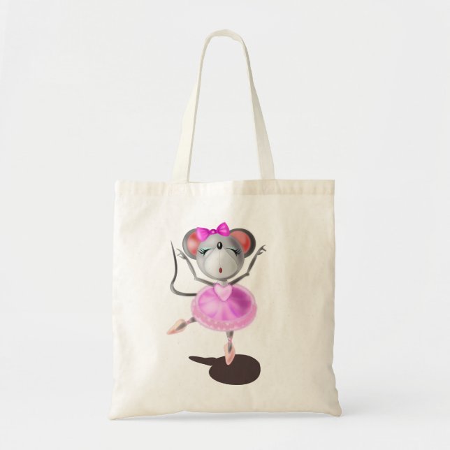 Ballerina Mouse Tote Bag Ballet Dancer Tygkasse (Framsidan)