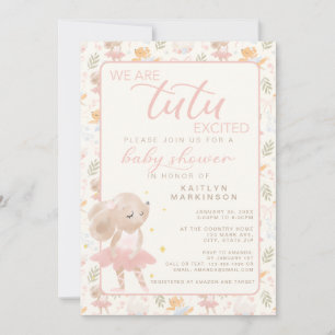 Ballerina Mouse Tutu Excted Baby Shower Inbjudningar