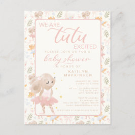 Ballerina Mouse Tutu Excted Baby Shower Vykort