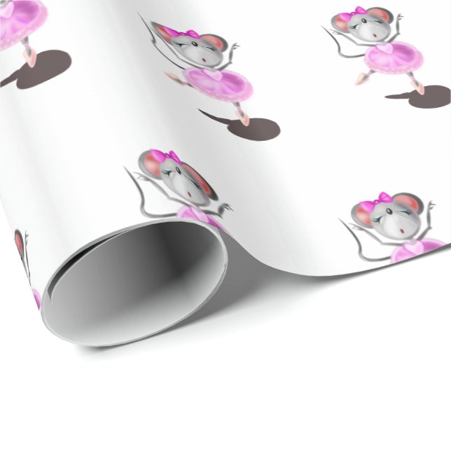 Ballerina Mouse Wrapping Papper Lycklig Ballet Dan Presentpapper (Rullad Hörn)