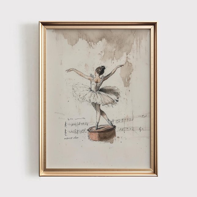 Ballerina Musiklåda Tryck, Vintage Flickrum Poster (Skapare uppladdad)