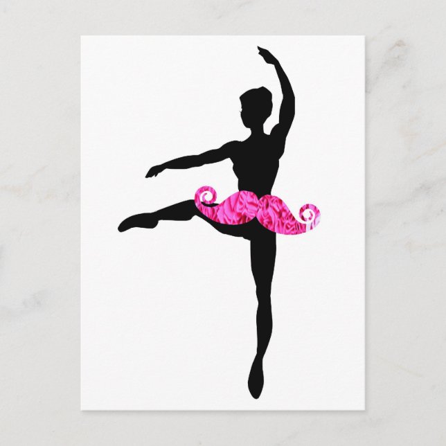 Ballerina Mustache Vykort (Framsida)
