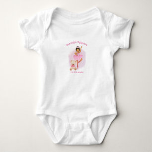 Ballerina, nalle och rosa blommor baby bodysu t shirt