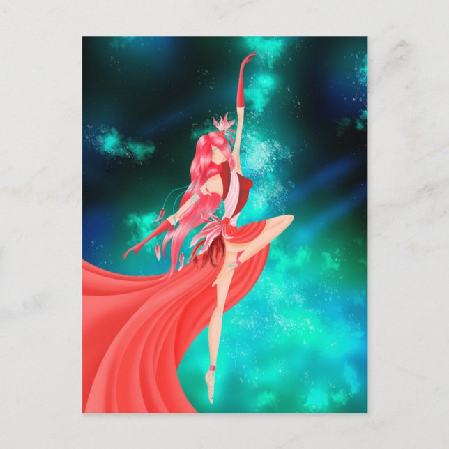 Ballerina Natt Himmel Postkort Vykort (Framsida)
