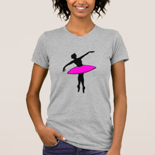 Ballerina Neon Ballet Dancer Silhouette Shock rosa T Shirt