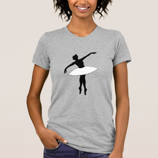 Ballerina Neon Ballet Dancer Silhouette White T Shirt (Framsida)
